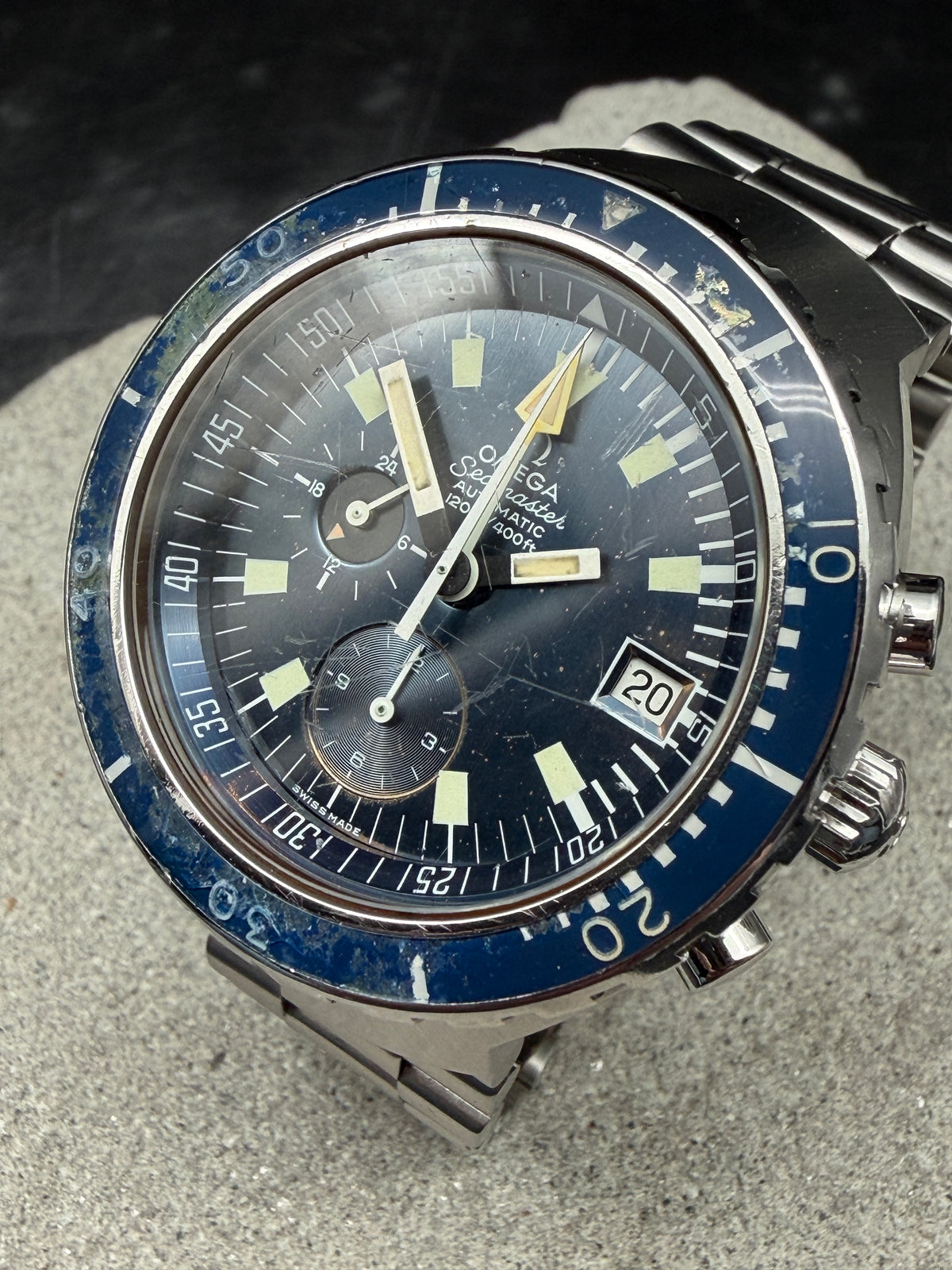 ORIGINAL 1971 OMEGA 176.004 SEAMASTER BIG BLUE CHRONOGRAPH BLUE DIAL DIVER VINTAGE