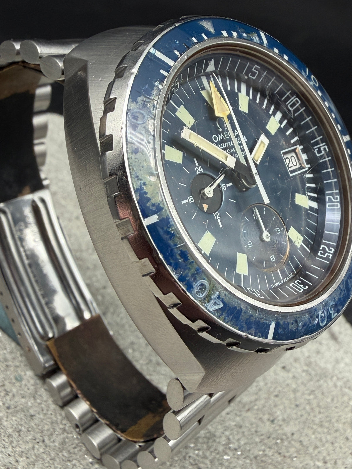 ORIGINAL 1971 OMEGA 176.004 SEAMASTER BIG BLUE CHRONOGRAPH BLUE DIAL DIVER VINTAGE
