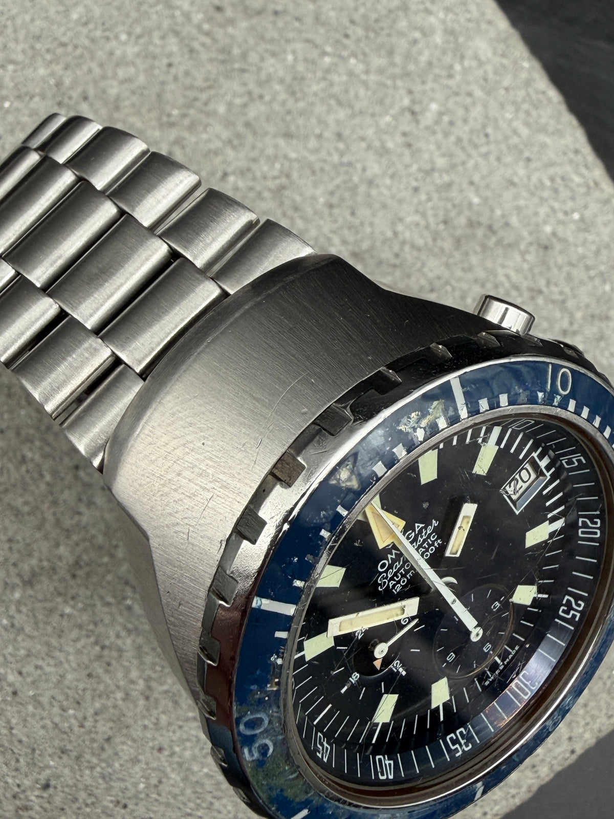 ORIGINAL 1971 OMEGA 176.004 SEAMASTER BIG BLUE CHRONOGRAPH BLUE DIAL DIVER VINTAGE