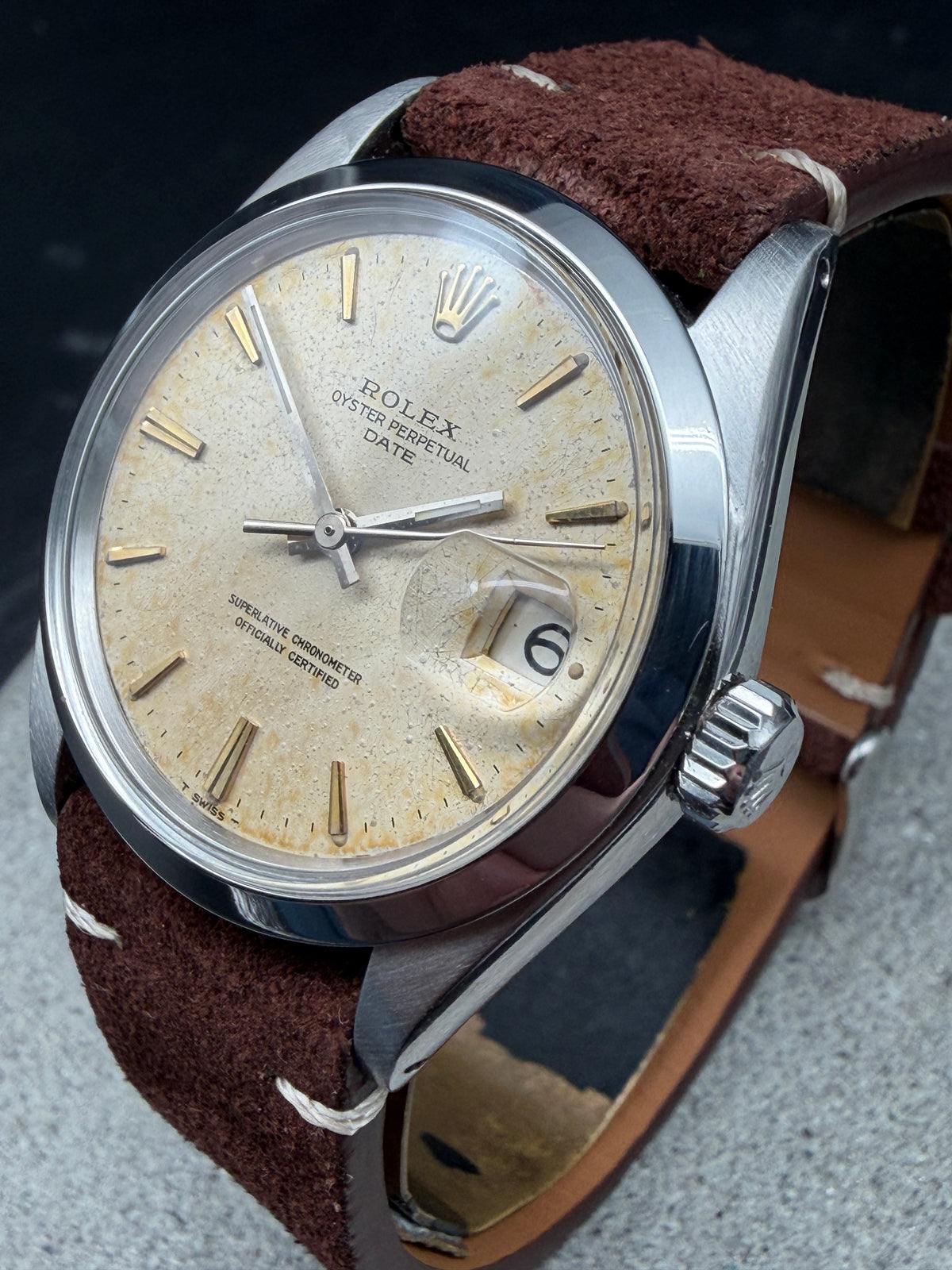 ORIGINAL 1969 ROLEX OYSTER PERPETUAL DATE 1500 HERRENUHR 34mm VINTAGE RARE DIAL