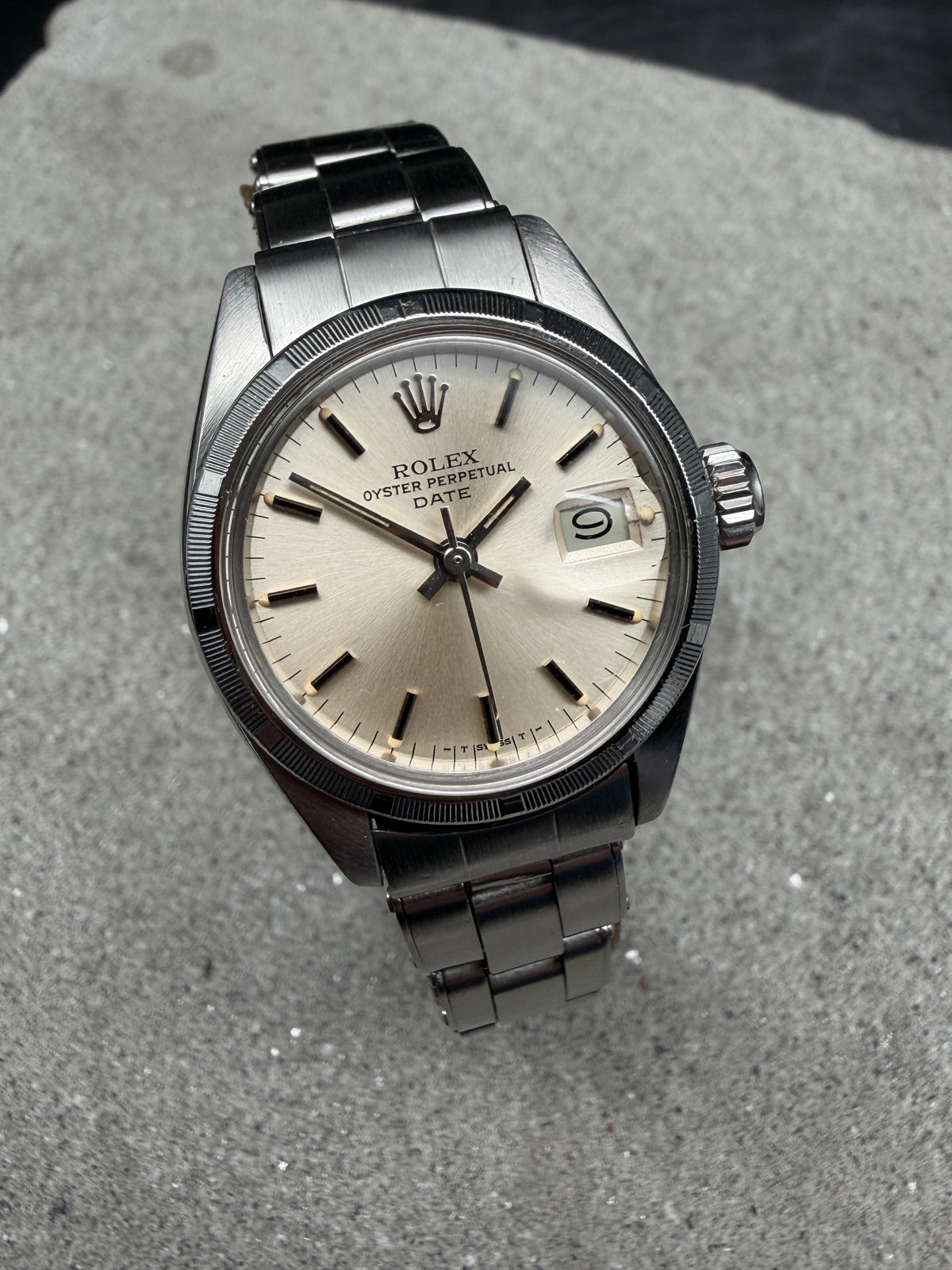 ORIGINAL ROLEX LADY DATE 26mm OYSTER PERPETUAL 6919 EDELSTAHL ENGINE TURNED