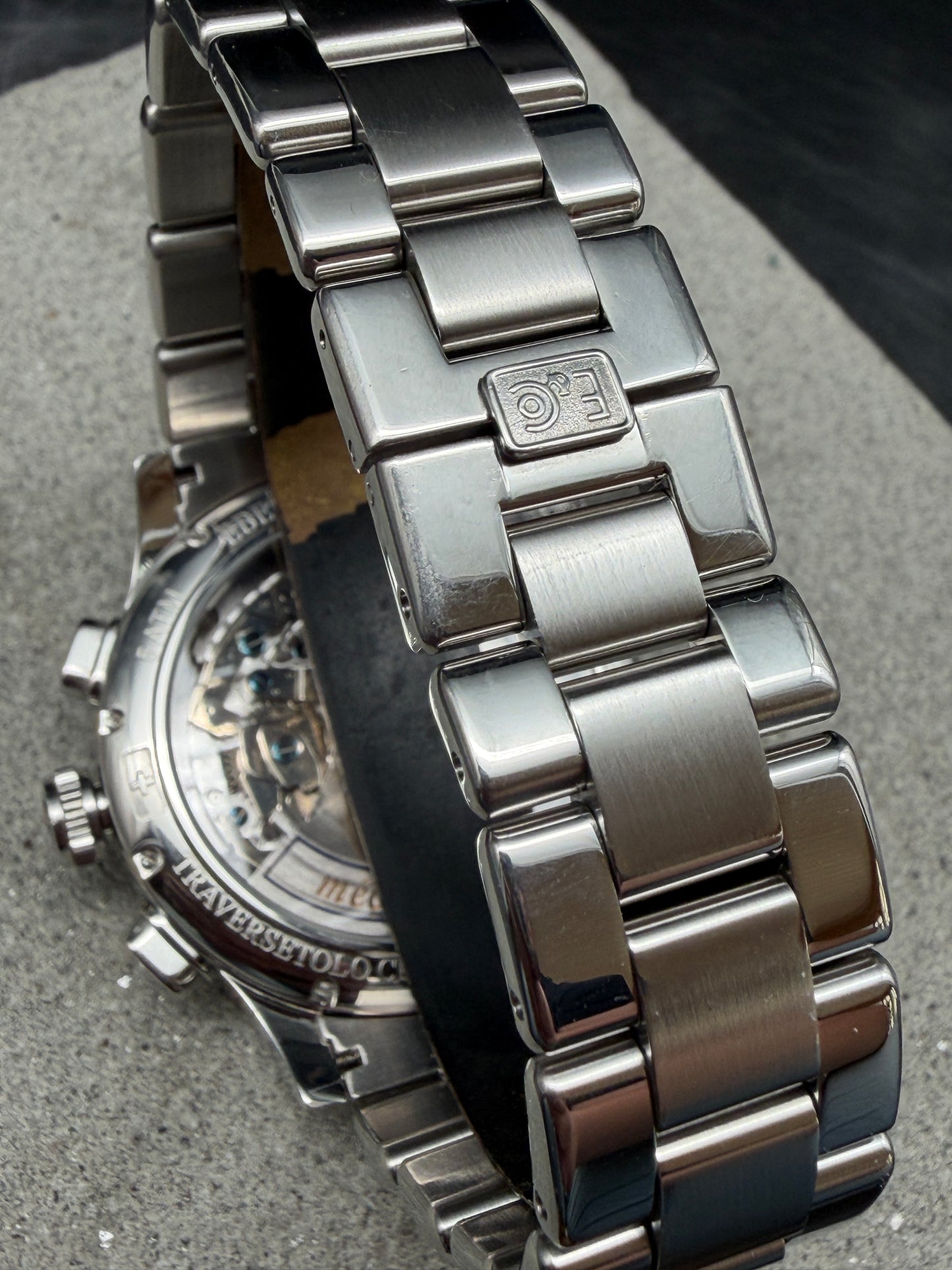 ORIGINAL EBERHARD CO TRAVERSETOLO CHRONOGRAPH AUTOMATIK GLASBODEN FULL SET B&P
