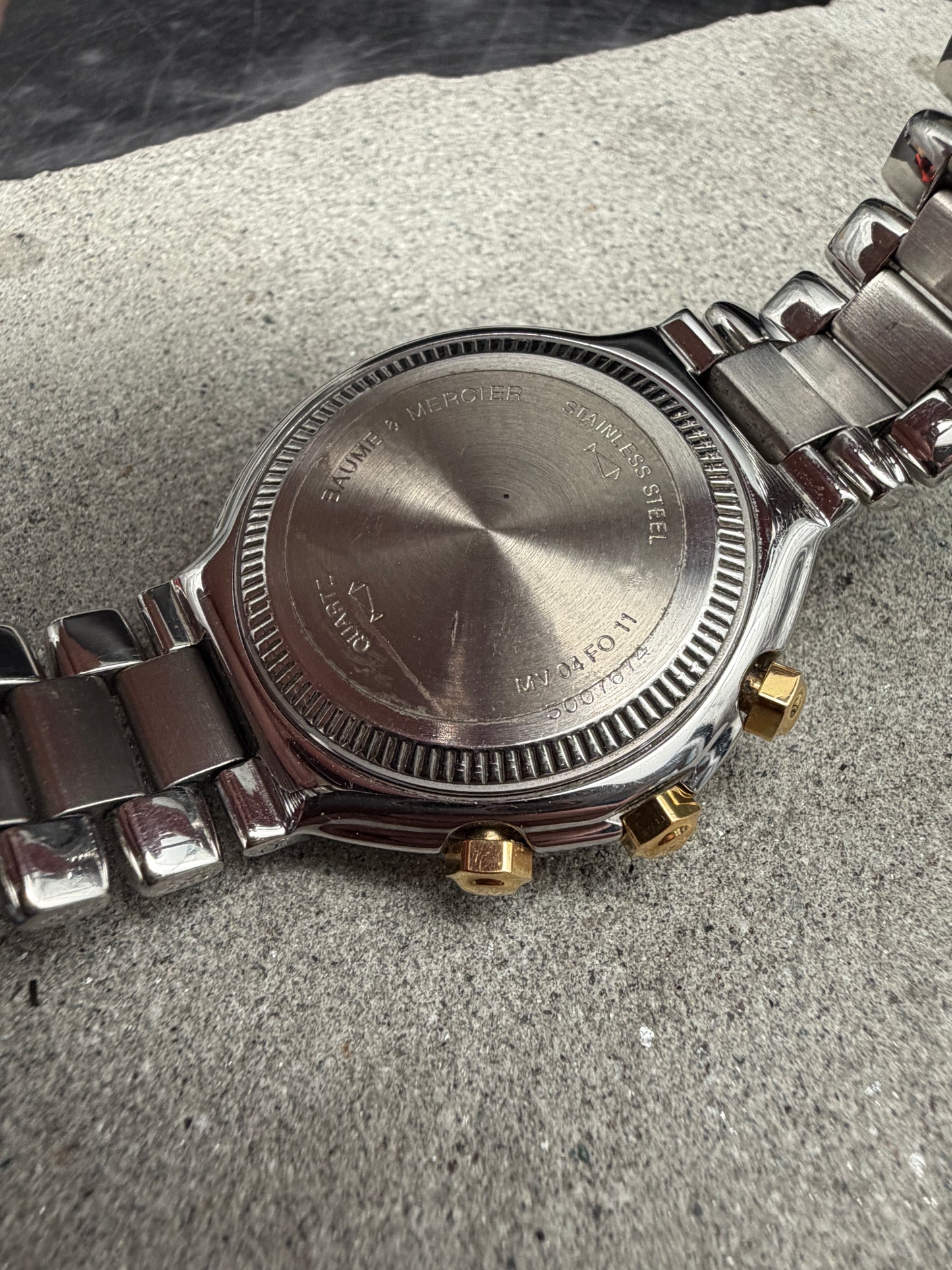 ORIGINAL BAUME & MERCIER FORMULA STAHL / GOLD CHRONOGRAPH MV04FO11 DATUM TACHY