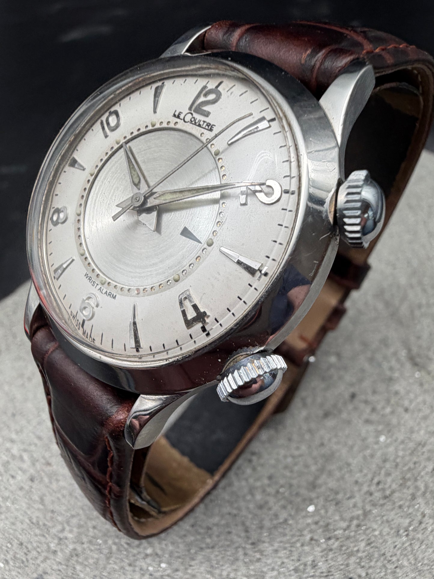 ORIGINAL JAEGER LE COULTRE MEMOVOX CAL.814 SCREWBACK 1960 WRIST ALARM DRESSWATCH