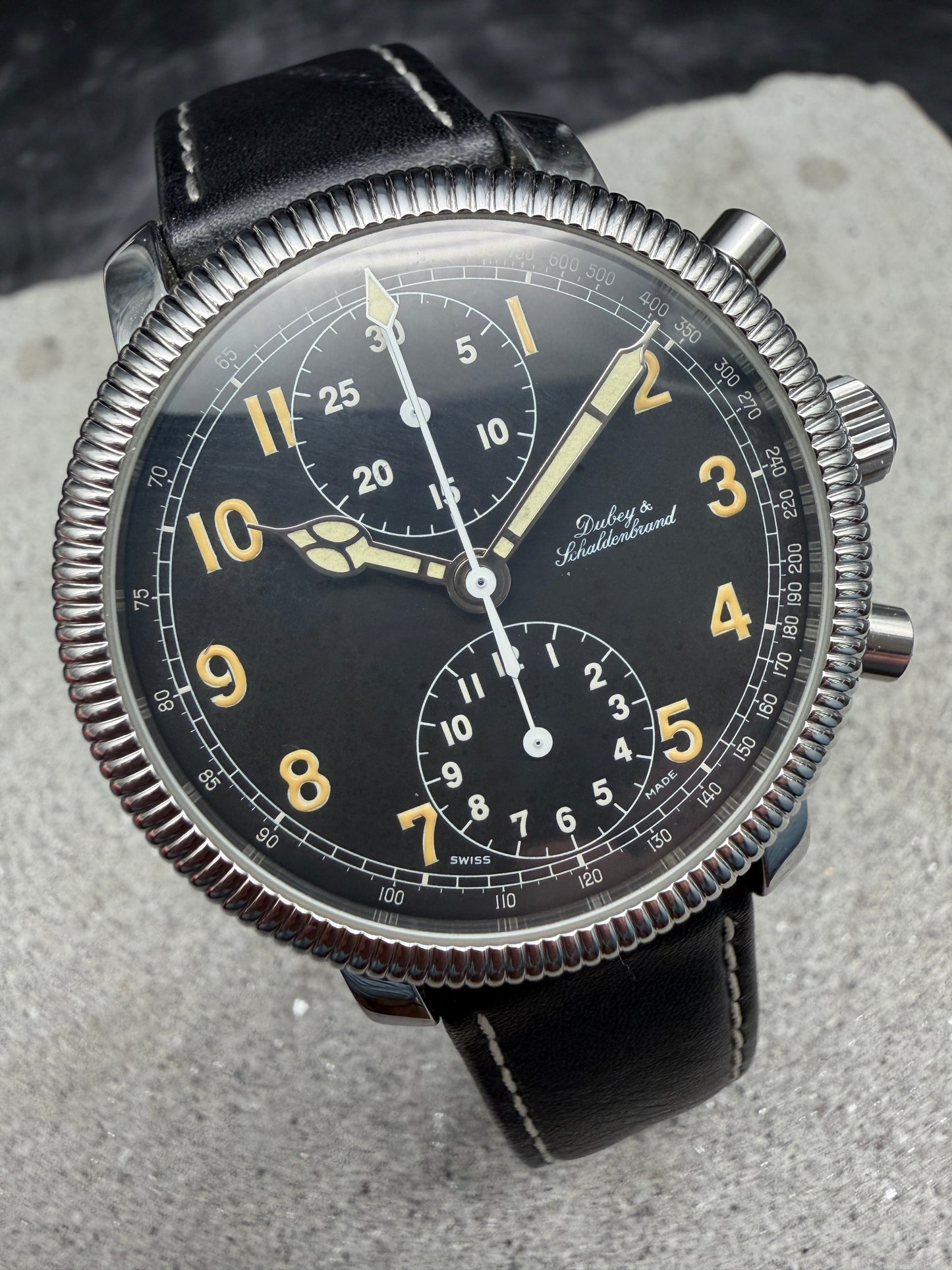 ORIGINAL DUBEY & SCHALDENBRAND PILOT FLIEGER CHRONOGRAPH AUTOMATIK EDELSTAHL
