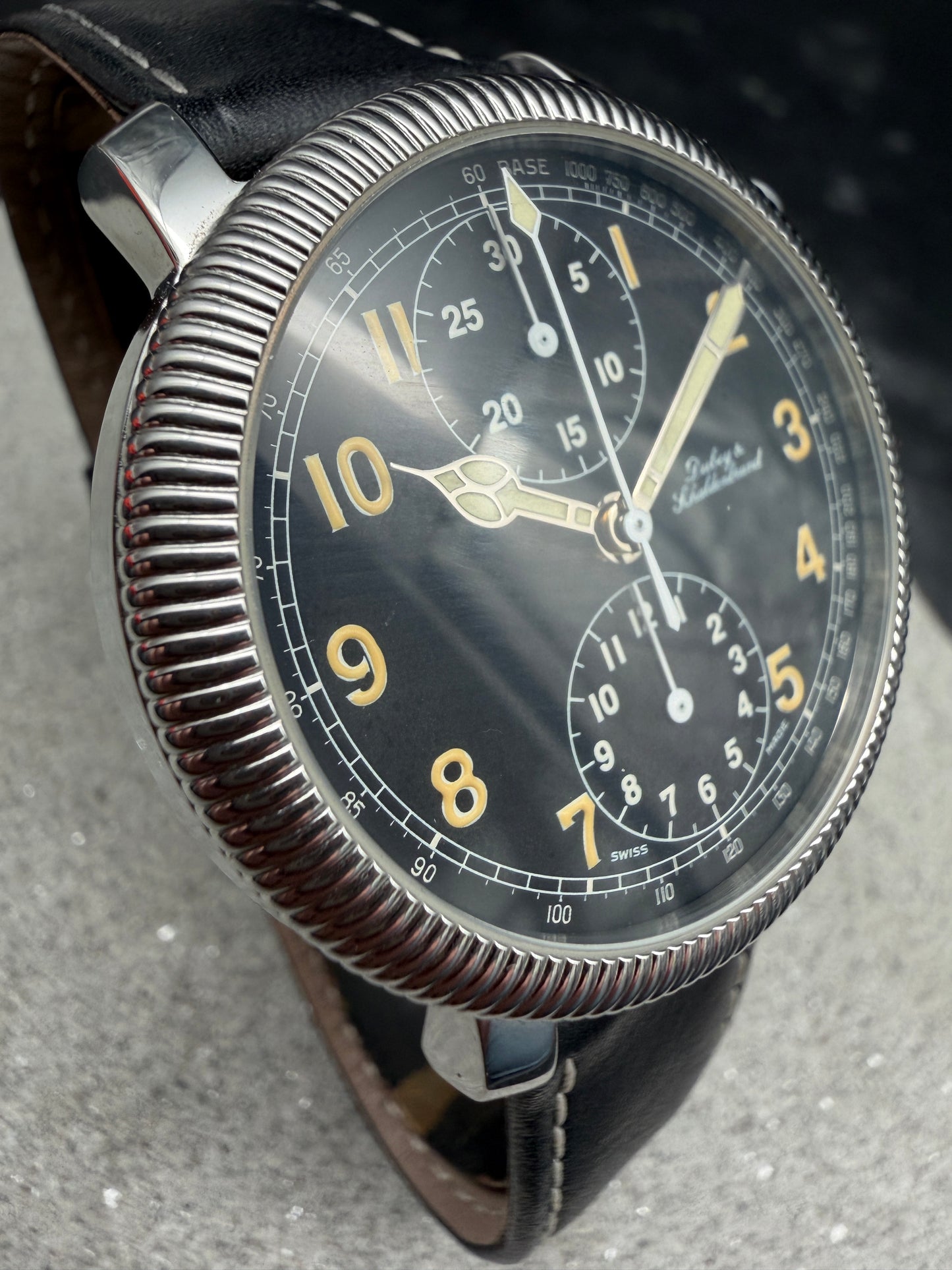 ORIGINAL DUBEY & SCHALDENBRAND PILOT FLIEGER CHRONOGRAPH AUTOMATIK EDELSTAHL
