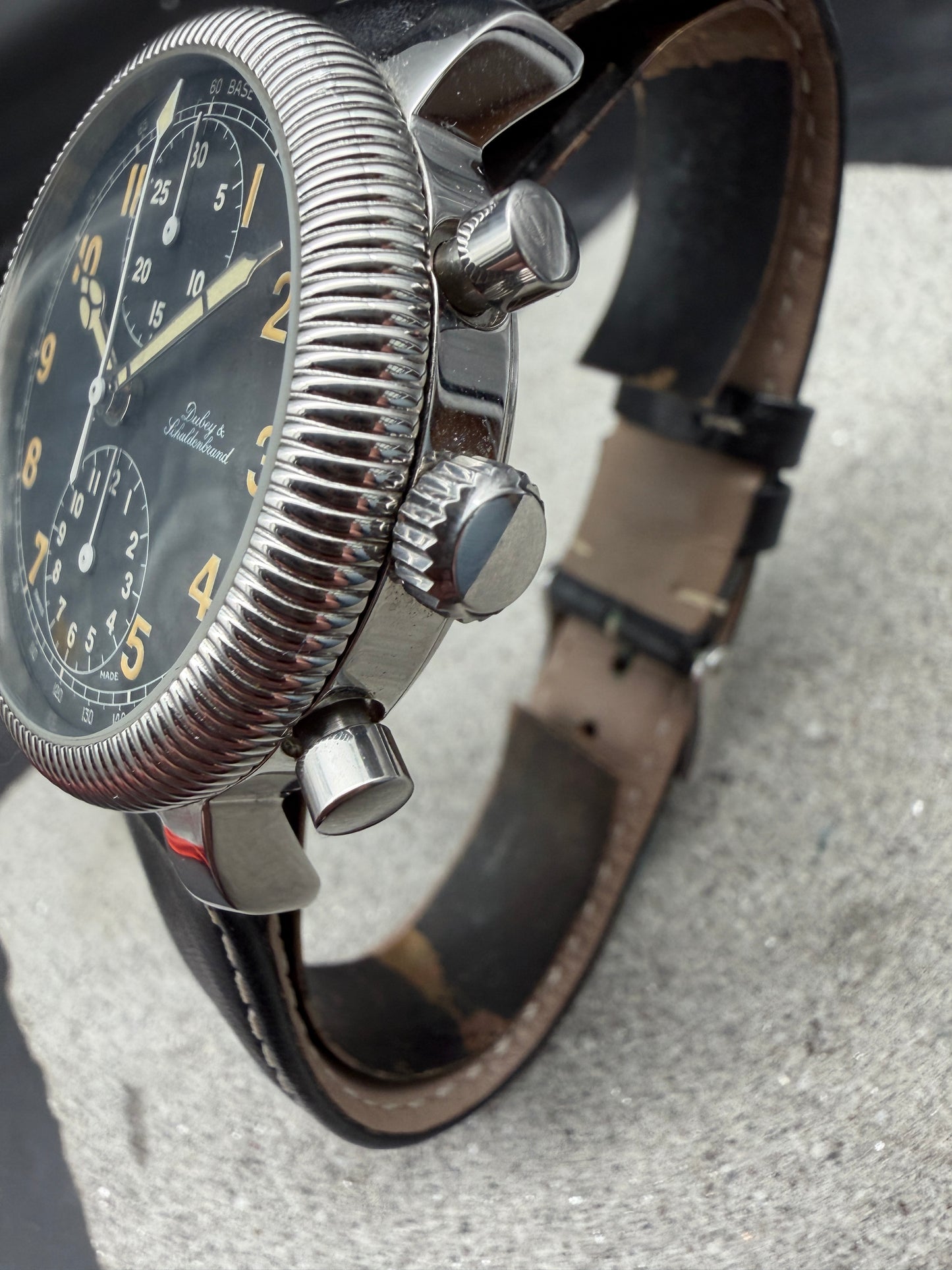 ORIGINAL DUBEY & SCHALDENBRAND PILOT FLIEGER CHRONOGRAPH AUTOMATIK EDELSTAHL