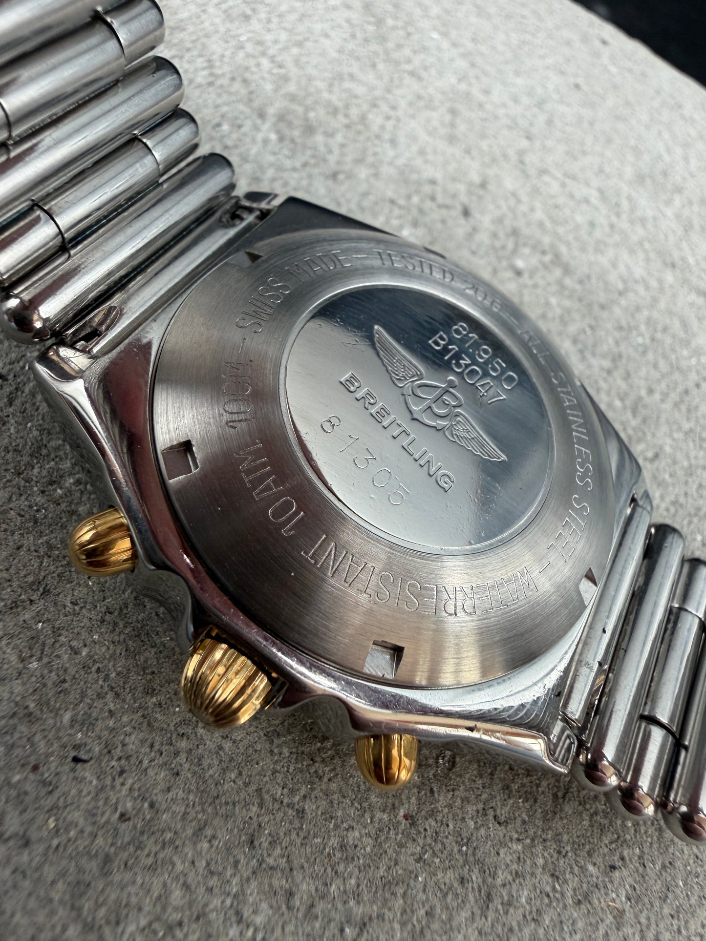 ORIGINAL BREITLING B13047 CHRONOMAT ALBINO WEIß STAHL / GOLD ROULEAUX 39mm UHR