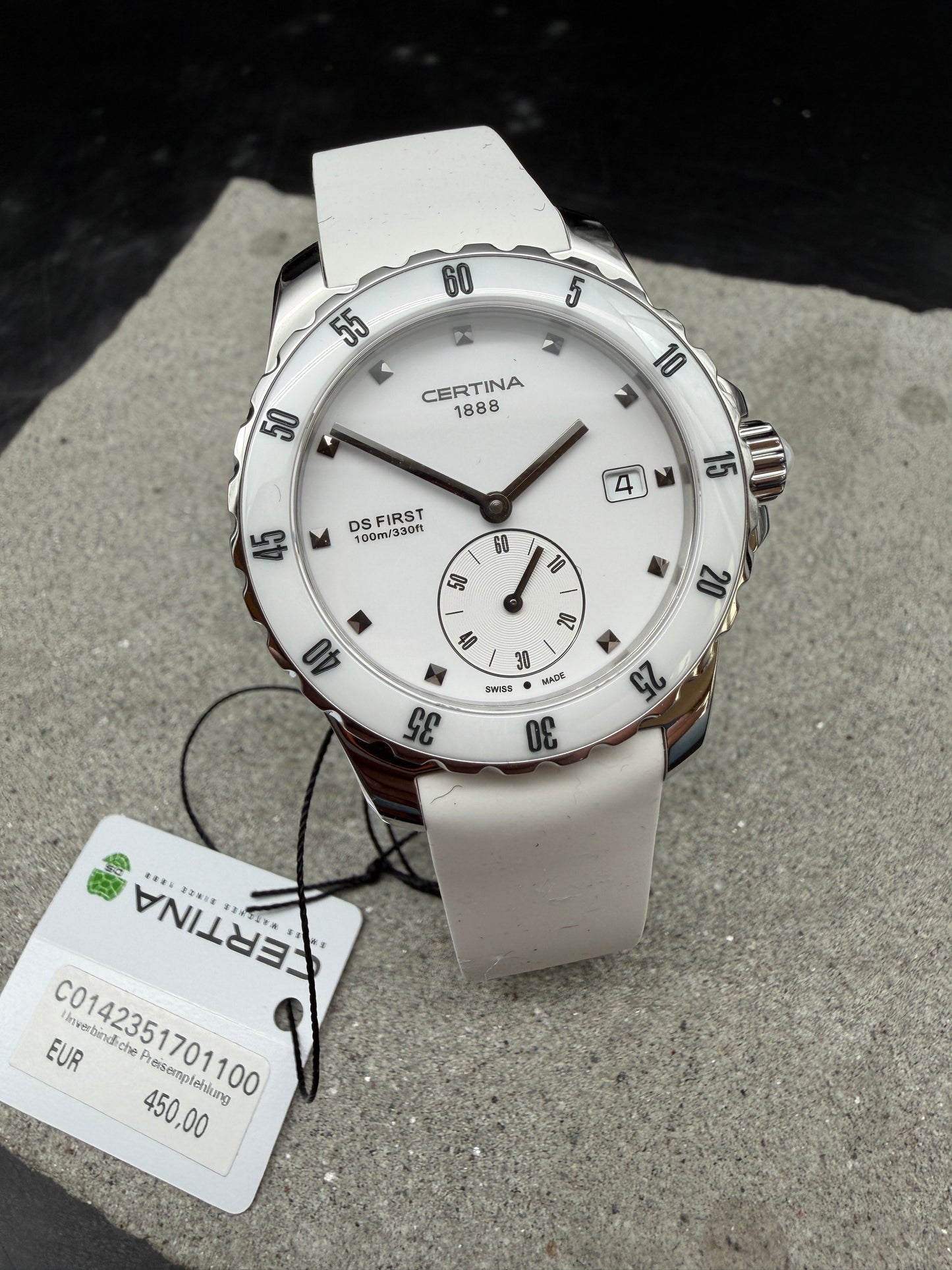 NEU CERTINA DS FIRST LADY KERAMIK WHITE C014.235.11.011.00 WEIß 35mm DAMEN DIVER