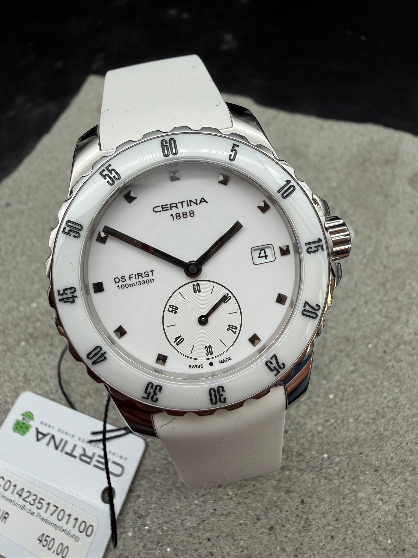 NEU CERTINA DS FIRST LADY KERAMIK WHITE C014.235.11.011.00 WEIß 35mm DAMEN DIVER