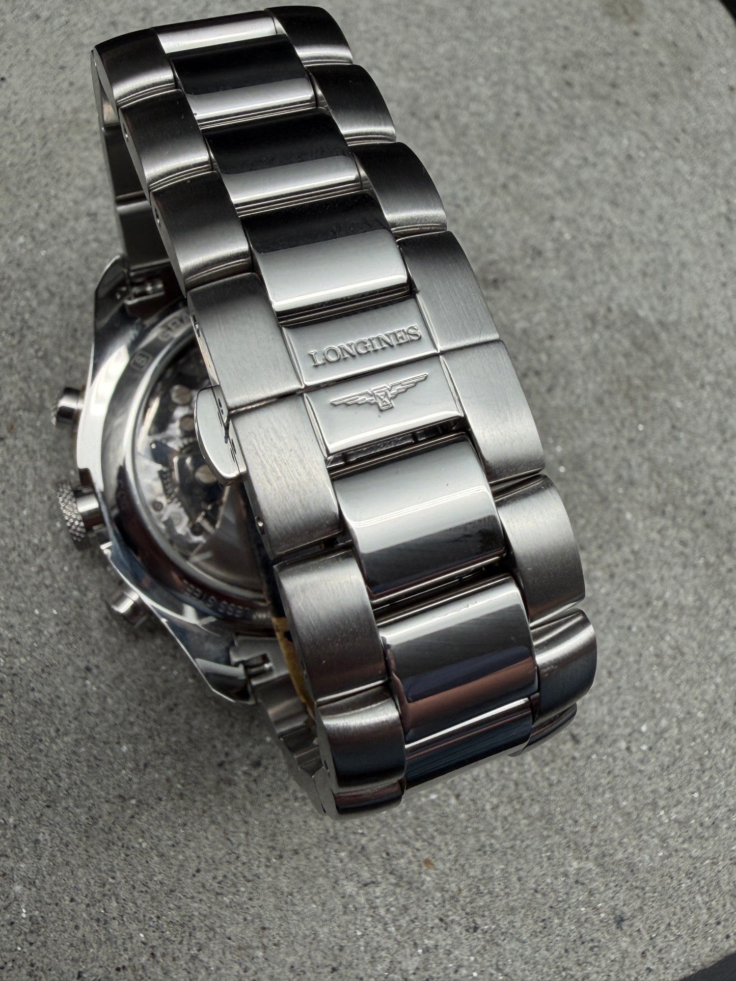 ORIGINAL LONGINES GRANDE VITESSE L3.635.4 AUTOMATIK CHRONOGRAPH GLASBODEN STAHL