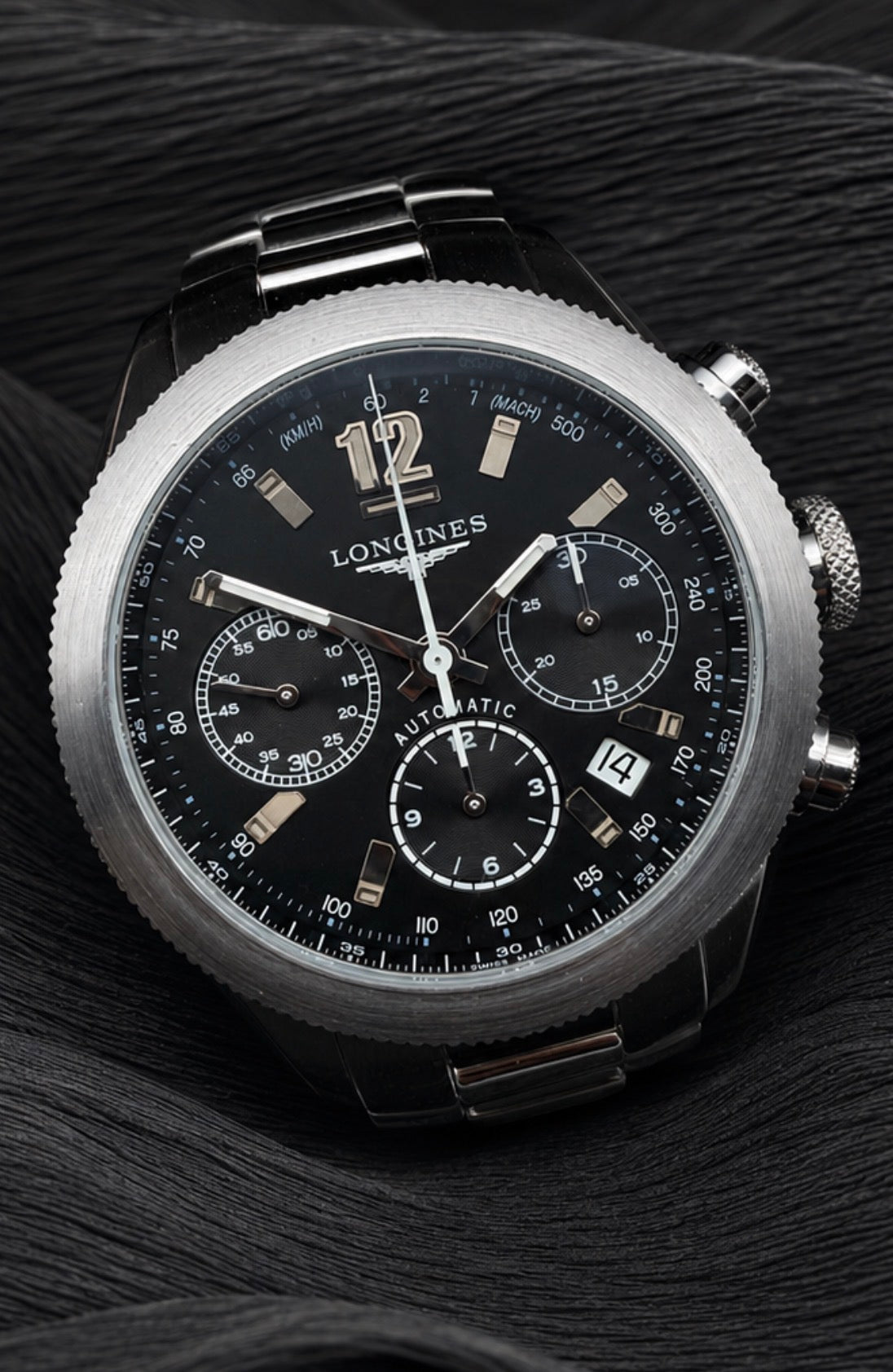 ORIGINAL LONGINES GRANDE VITESSE L3.635.4 AUTOMATIK CHRONOGRAPH GLASBODEN STAHL