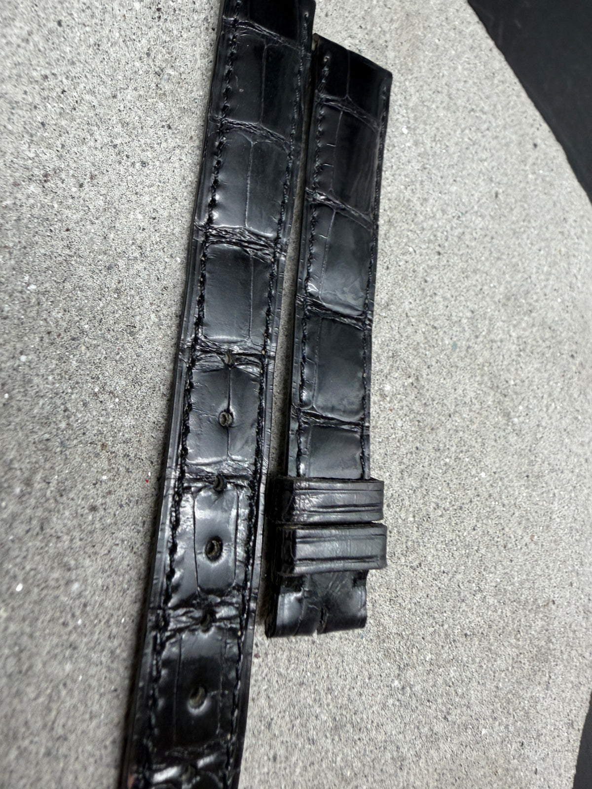 #1502 ORIGINAL NEU BAUME MERCIER SCHWARZ 15mm LEDER LEDERBAND BAND ALLIGATOR