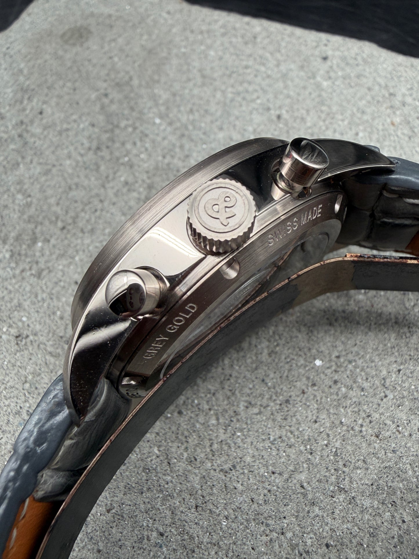 ORIGINAL BELL & ROSS 18K / 750 WEIßGOLD "GREY GOLD" VINTAGE 126 CHRONOGRAPH B&P