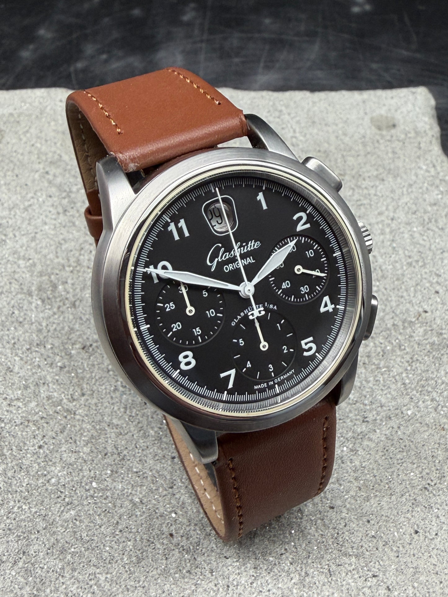 LUXUS GLASHÜTTE ORIGINAL SENATOR NAVIGATOR CHRONOGRAPH GLASBODEN BOX & PAPIERE