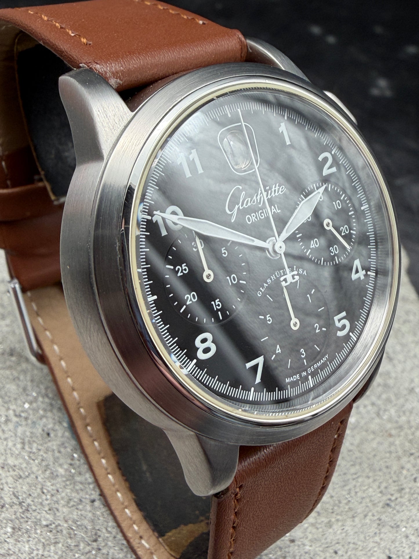 LUXUS GLASHÜTTE ORIGINAL SENATOR NAVIGATOR CHRONOGRAPH GLASBODEN BOX & PAPIERE