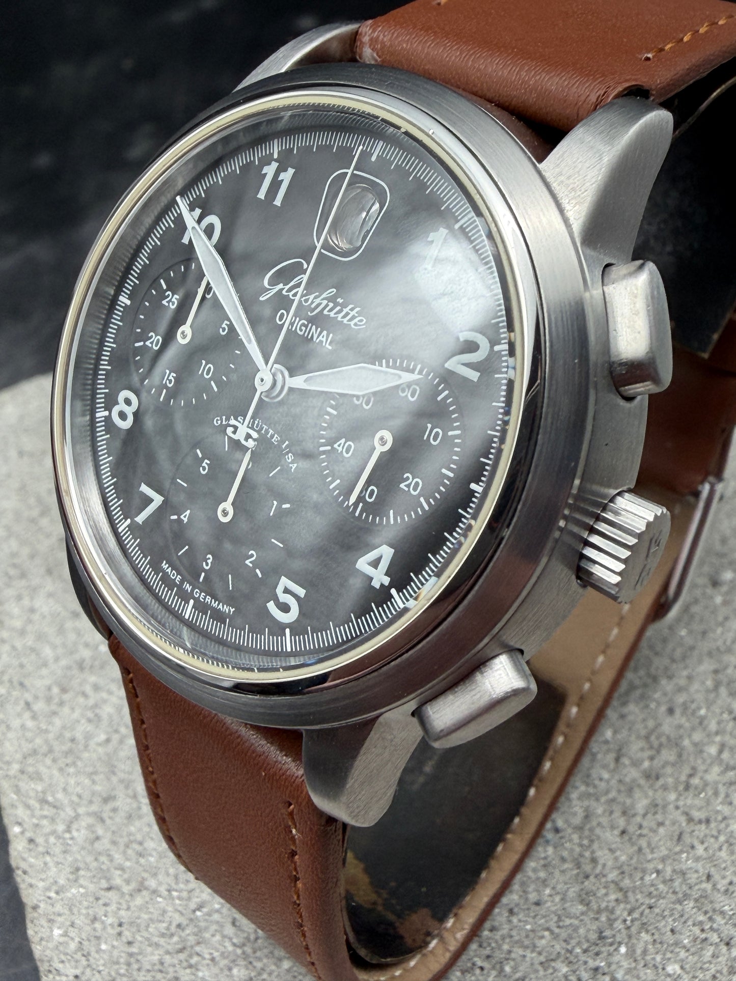 LUXUS GLASHÜTTE ORIGINAL SENATOR NAVIGATOR CHRONOGRAPH GLASBODEN BOX & PAPIERE
