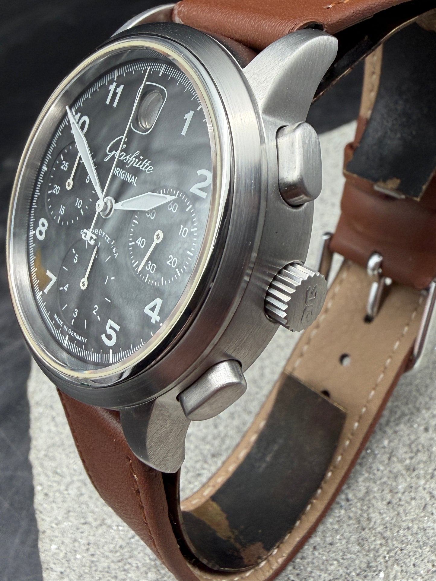 LUXUS GLASHÜTTE ORIGINAL SENATOR NAVIGATOR CHRONOGRAPH GLASBODEN BOX & PAPIERE