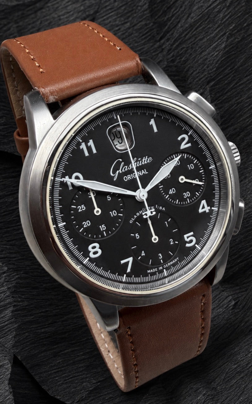 LUXUS GLASHÜTTE ORIGINAL SENATOR NAVIGATOR CHRONOGRAPH GLASBODEN BOX & PAPIERE