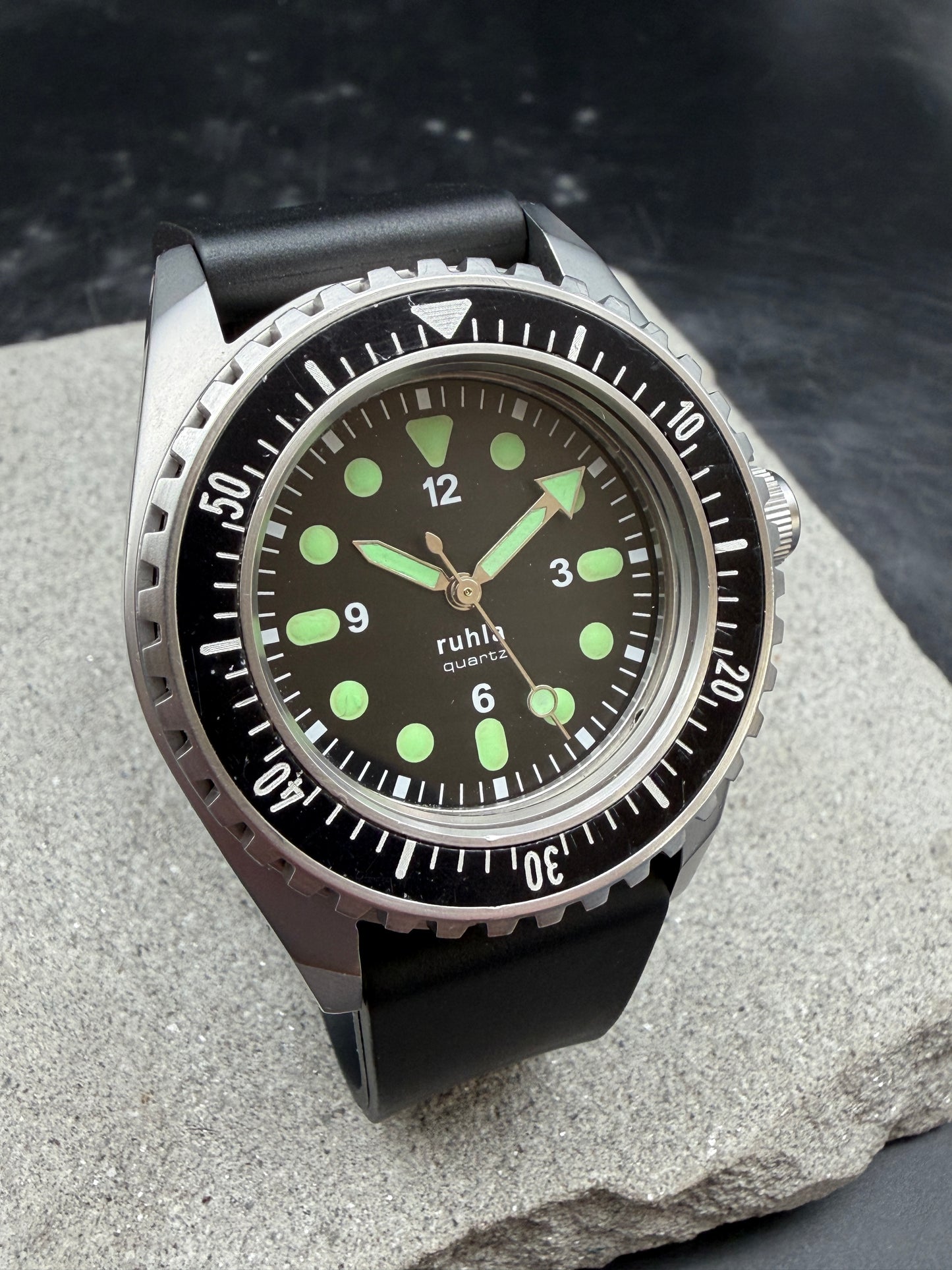 ORIGINAL RUHLA QUARTZ TAUCHERUHR NVA KSK -18 KAMPFTAUCHER MARINETAUCHER 44mm UHR