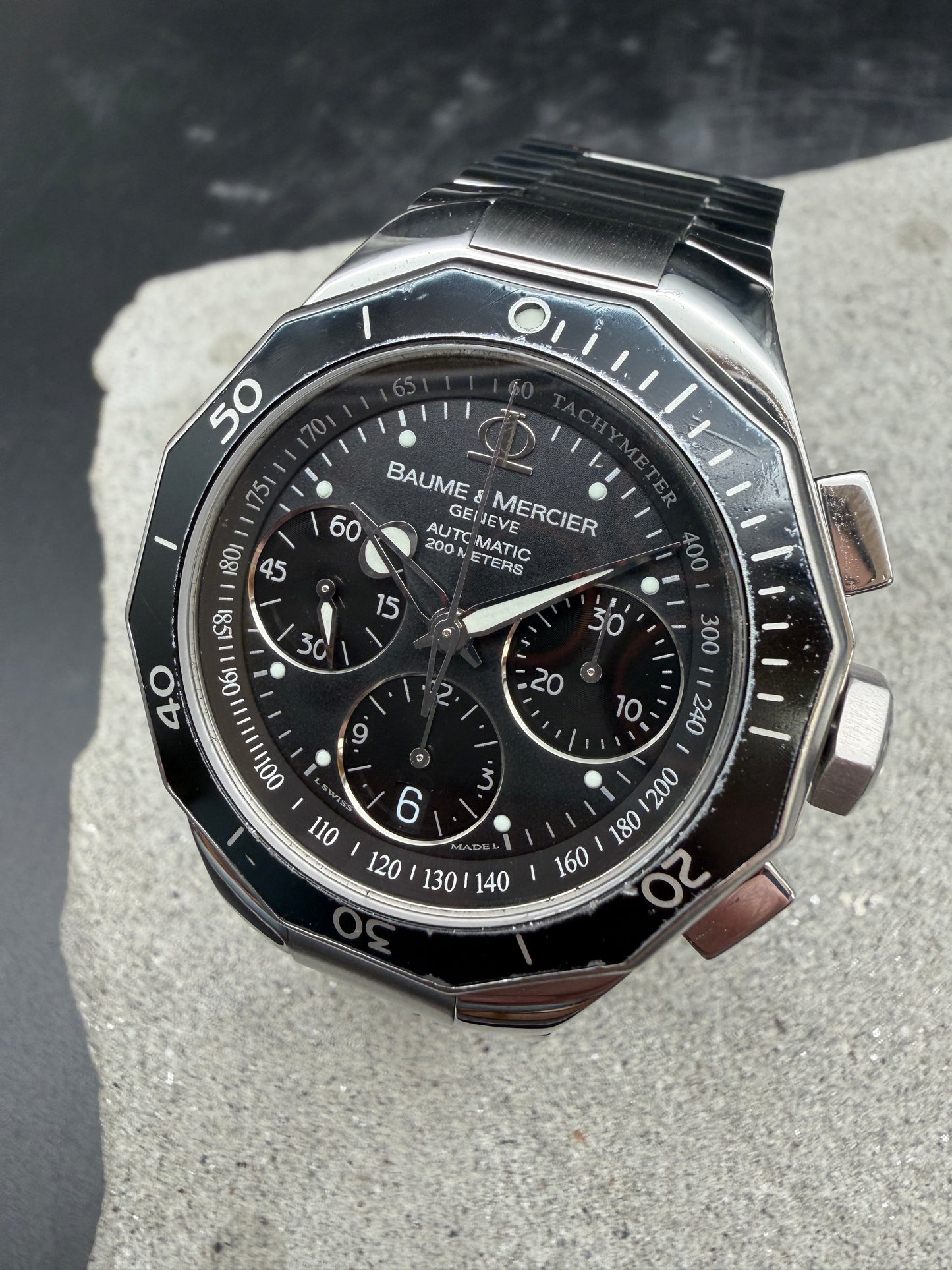 ORIGINAL BAUME & MERCIER RIVIERA AUTOMATIK CHRONOGRAPH EDELSTAHL TAUCHER 42mm