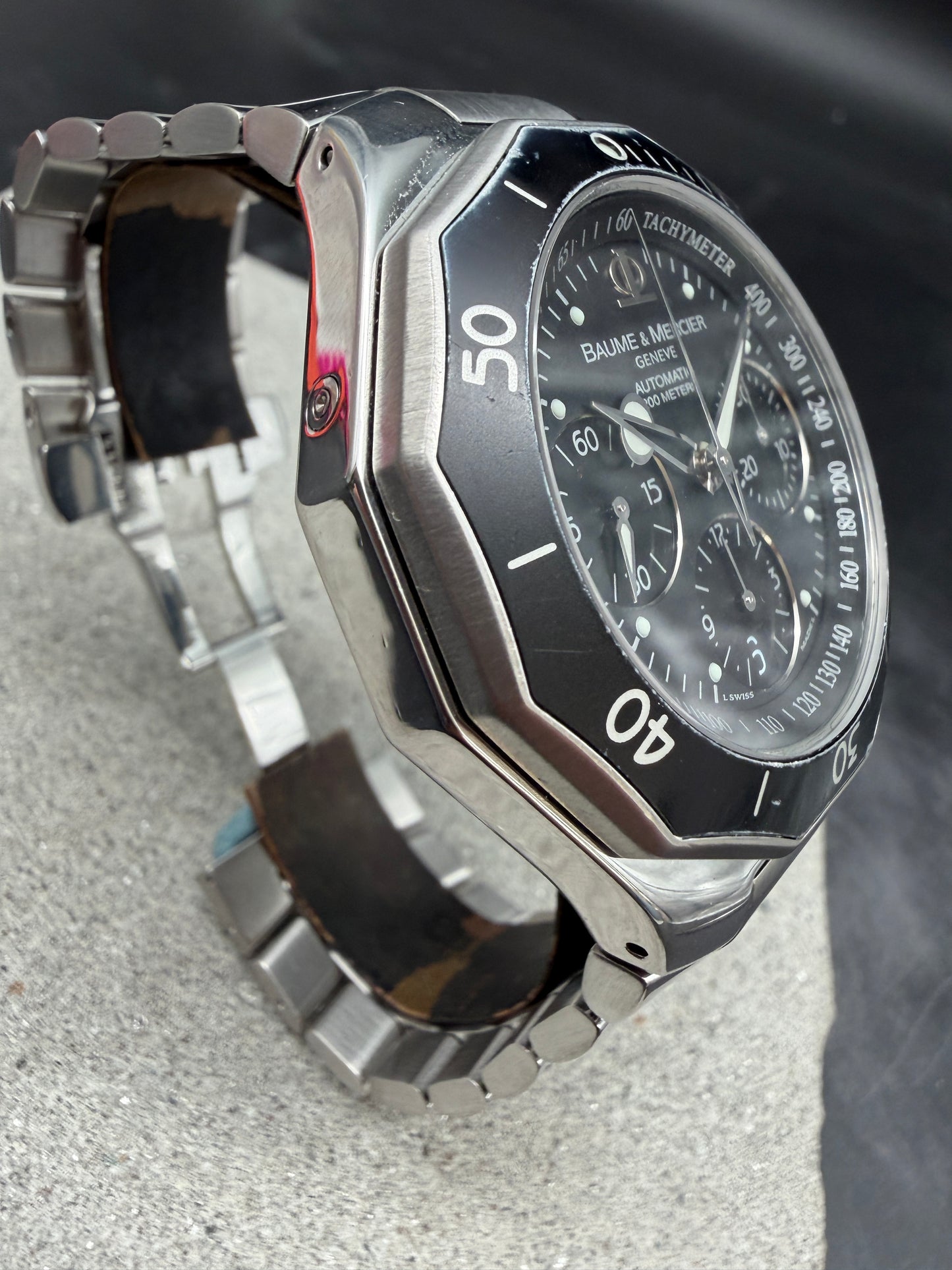 ORIGINAL BAUME & MERCIER RIVIERA AUTOMATIK CHRONOGRAPH EDELSTAHL TAUCHER 42mm