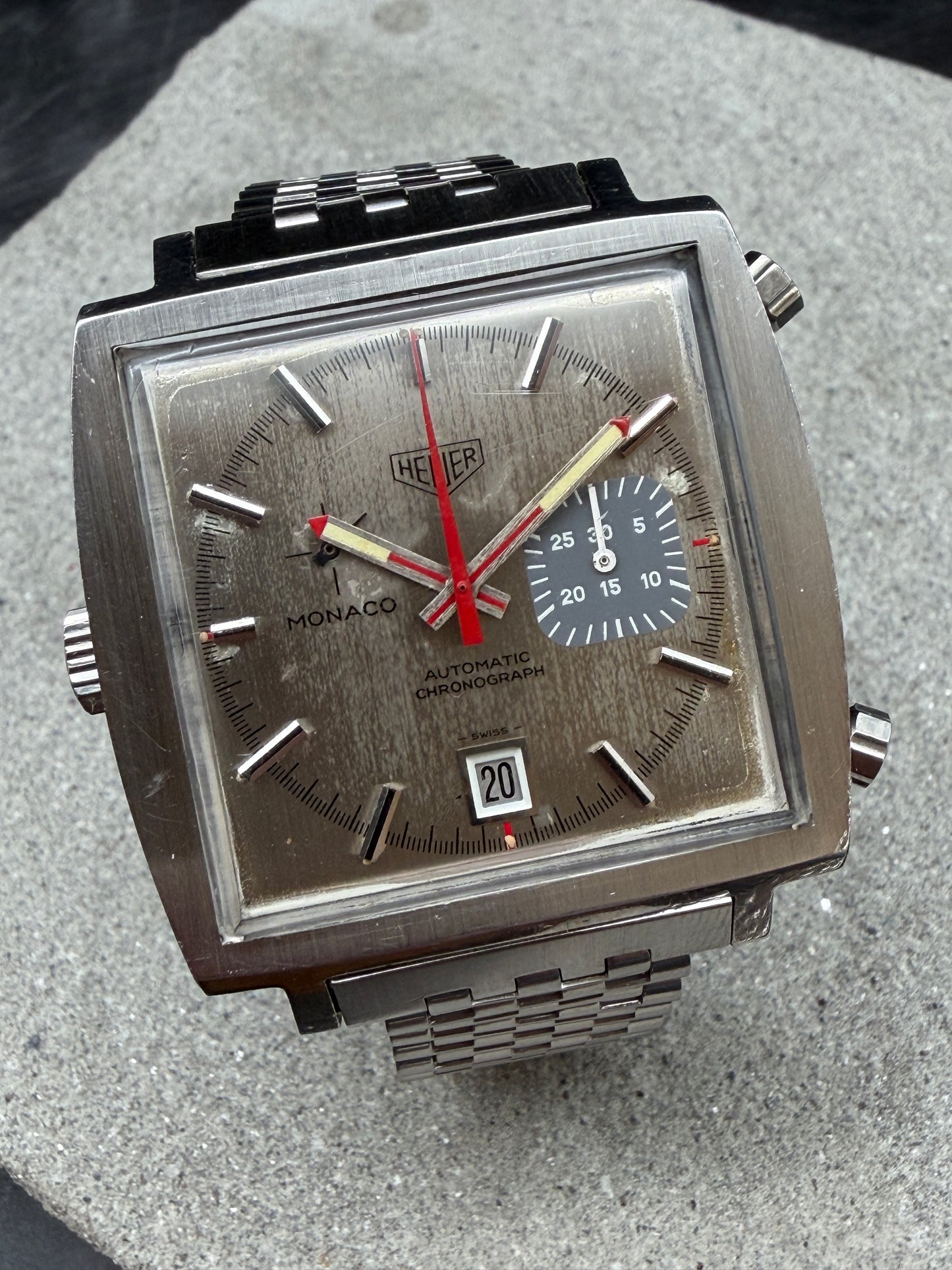 VINTAGE HEUER MONACO 1533 AUTOMATIK GREY DIAL EDELSTAHL TOOL 033 STEVE MC QUEEN