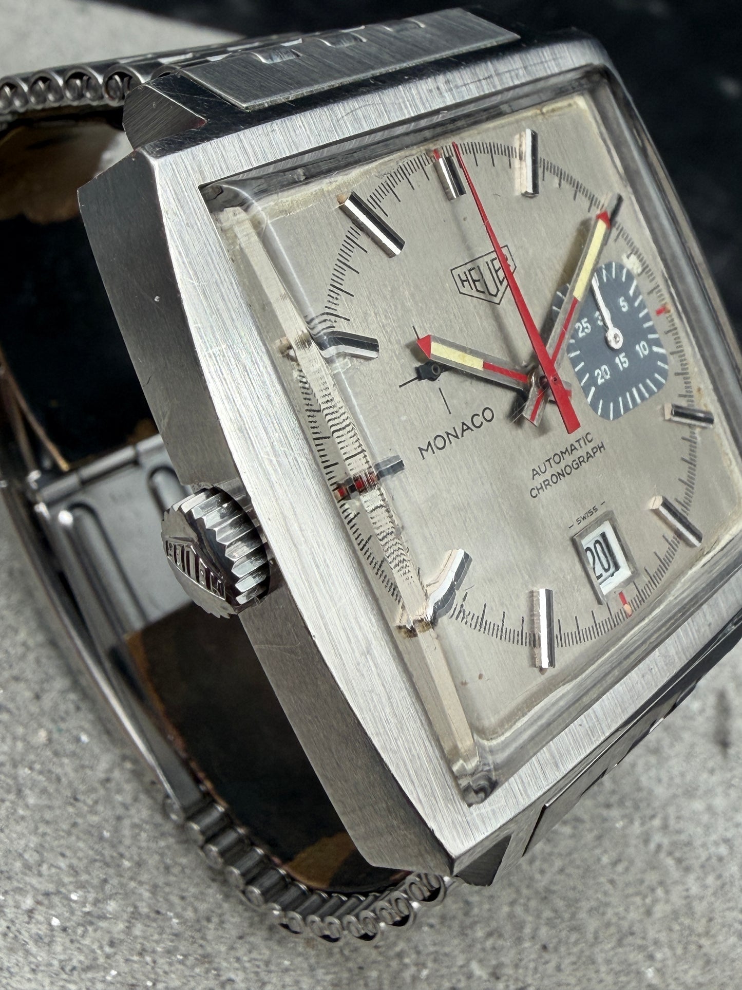 VINTAGE HEUER MONACO 1533 AUTOMATIK GREY DIAL EDELSTAHL TOOL 033 STEVE MC QUEEN