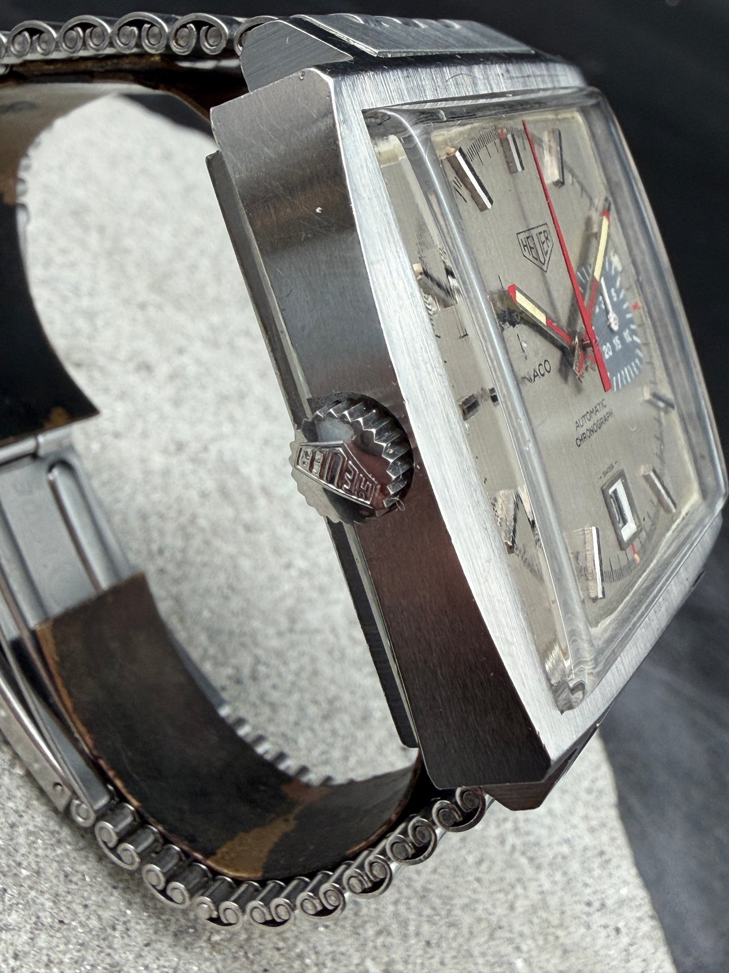 VINTAGE HEUER MONACO 1533 AUTOMATIK GREY DIAL EDELSTAHL TOOL 033 STEVE MC QUEEN