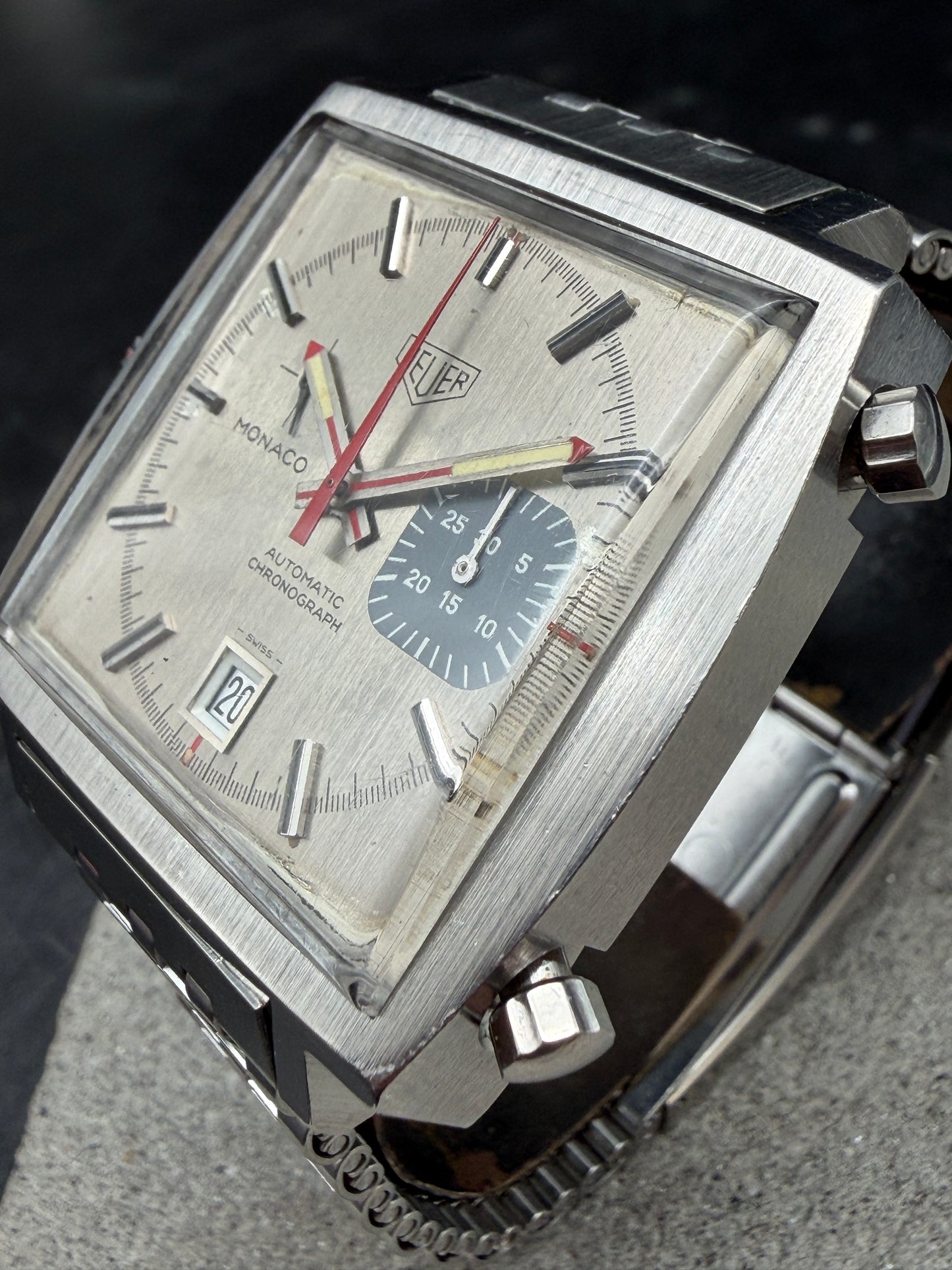 VINTAGE HEUER MONACO 1533 AUTOMATIK GREY DIAL EDELSTAHL TOOL 033 STEVE MC QUEEN