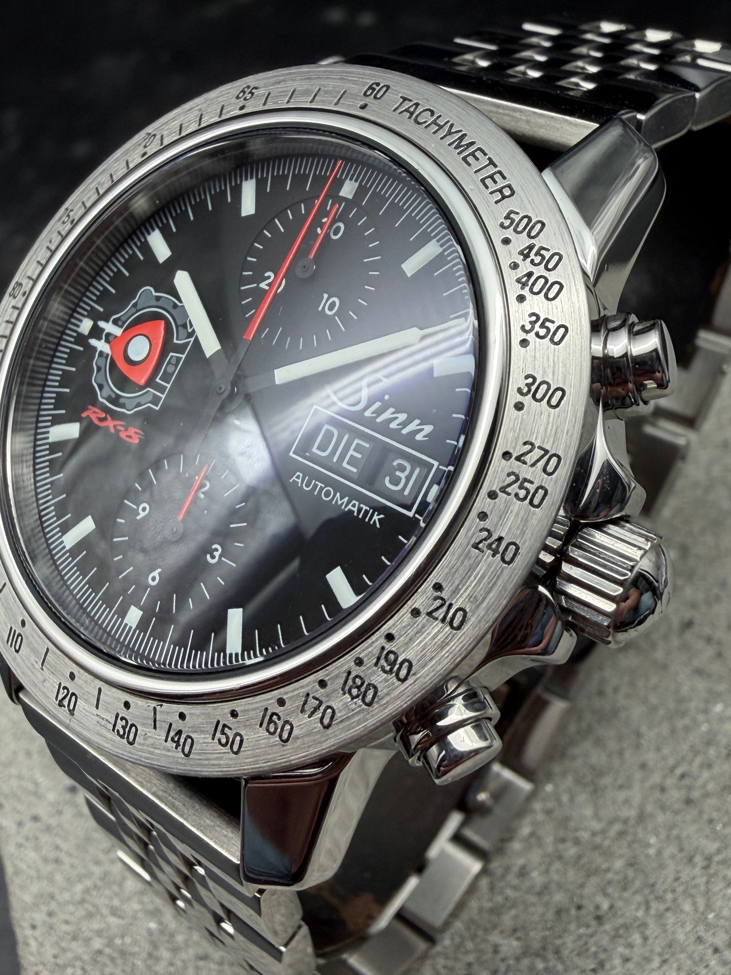 ORIGINAL SINN 303 MAZDA RX8 LIMITIERT 888 SONDERSERIE GLASBODEN CHRONOGRAPH DAY